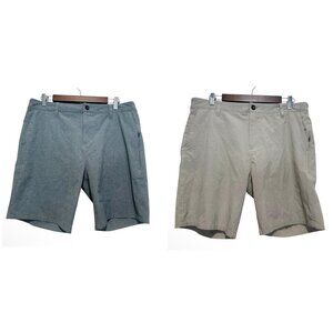 Vuori Aim Shorts Set of 2 Pants Size Medium Gray Beige Golf Inseam 8 Sporty